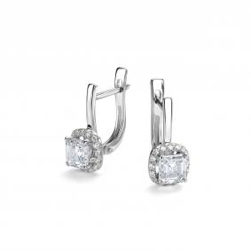 Серебряные серьги Дар С-5159рс1612800 с фианитом и муассанитом С-5159рс1612800 фото