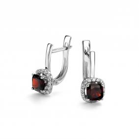 Серебряные серьги Дар С-5159рс40400 с фианитом и гранатом С-5159рс40400 фото