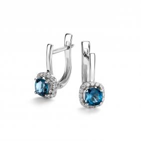 Серебряные серьги Дар С-5159рс41100 с фианитом и Лондон топазом С-5159рс41100 фото