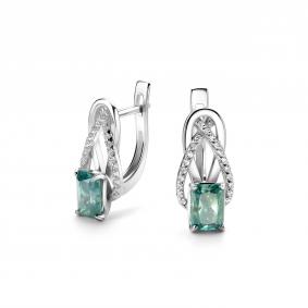 Серебряные серьги Дар С-5160рс1613900 с фианитом, Параиба и муассанитом С-5160рс1613900 фото