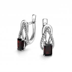 Серебряные серьги Дар С-5160рс40400 с фианитом и гранатом С-5160рс40400 фото