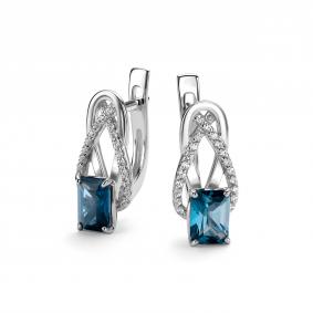 Серебряные серьги Дар С-5160рс41100 с фианитом и Лондон топазом С-5160рс41100 фото