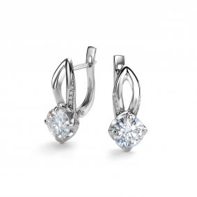 Серебряные серьги Дар С-5161рс1612800 с фианитом и муассанитом С-5161рс1612800 фото
