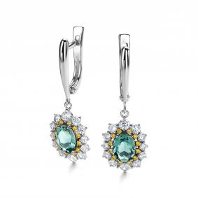 Серебряные серьги Дар С-5166рс41220074 с фианитом и празиолитом С-5166рс41220074 фото