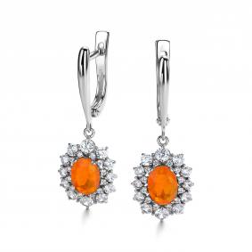 Серебряные серьги Дар С-5166рс4147200 с фианитом и опалом С-5166рс4147200 фото