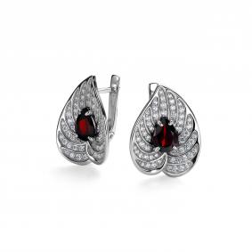 Серебряные серьги Дар С-5169рс40400 с фианитом и гранатом С-5169рс40400 фото