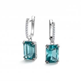 Серебряные серьги Дар С-5170рс314900 с фианитом и ситаллом С-5170рс314900 фото
