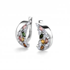 Серебряные серьги Дар С-5173рс42800 с фианитом и турмалином С-5173рс42800 фото
