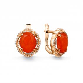 Серебряные серьги Дар С-5180зс414700 с фианитом и опалом С-5180зс414700 фото