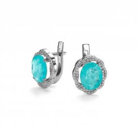 Серебряные серьги Дар С-5180рс413500 с фианитом, кварцем, горным хрусталём, турмалином и Параиба С-5180рс413500 фото
