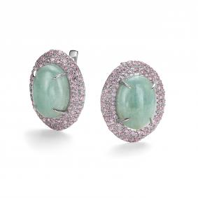 Серебряные серьги Дар С-5191рк425271 с фианитом и аквамарином С-5191рк425271 фото