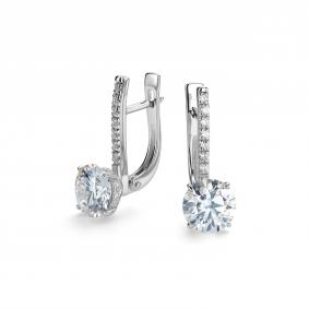 Серебряные серьги Дар С-5194рс1612800 с фианитом и муассанитом С-5194рс1612800 фото