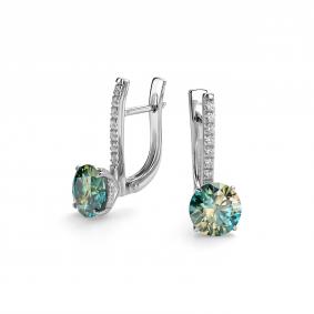 Серебряные серьги Дар С-5194рс1613900 с фианитом, Параиба и муассанитом С-5194рс1613900 фото