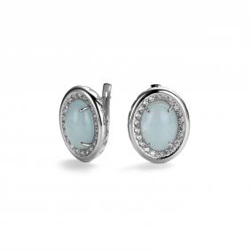 Серебряные серьги Дар С-5195рк42500 с фианитом и аквамарином С-5195рк42500 фото