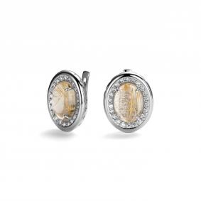 Серебряные серьги Дар С-5195рк46500 с фианитом и кварцем С-5195рк46500 фото