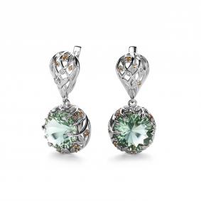 Серебряные серьги Дар С-5203рс4120500 с цитрином и празиолитом С-5203рс4120500 фото