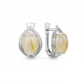 Серебряные серьги Дар С-5208рс46500 с фианитом и кварцем С-5208рс46500 фото