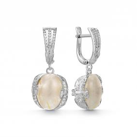 Серебряные серьги Дар С-5235рк46500 с фианитом и кварцем С-5235рк46500 фото