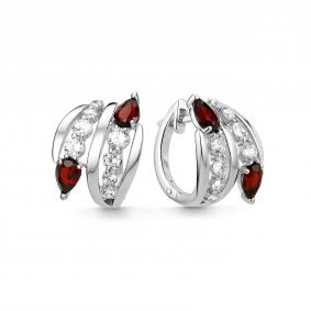 Серебряные серьги Дар С-5239рс40400 с фианитом и гранатом С-5239рс40400 фото
