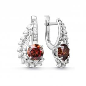 Серебряные серьги Дар С-5240рс1616100 с фианитом и муассанитом С-5240рс1616100 фото