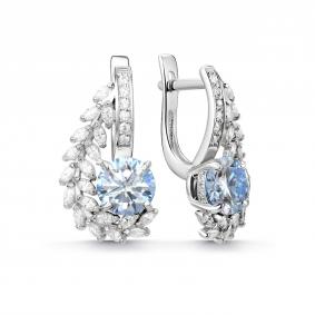 Серебряные серьги Дар С-5240рс1616400 с фианитом и муассанитом С-5240рс1616400 фото