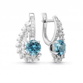 Серебряные серьги Дар С-5240рс40200 с топазом и фианитом С-5240рс40200 фото