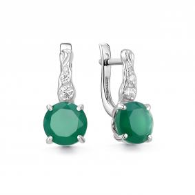 Серебряные серьги Дар С-5241рс40900 с фианитом и агатом С-5241рс40900 фото