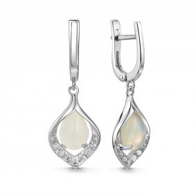 Серебряные серьги Дар С-5242рк117000 с фианитом и опалом С-5242рк117000 фото