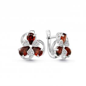 Серебряные серьги Дар С-5245рс40400 с фианитом и гранатом С-5245рс40400 фото