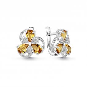 Серебряные серьги Дар С-5245рс40500 с фианитом и цитрином С-5245рс40500 фото
