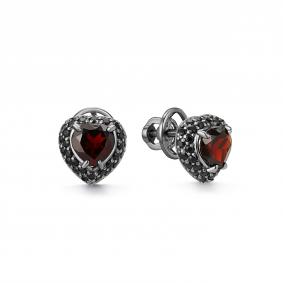 Серебряные серьги Дар С-5248чрс404216 с фианитом и гранатом С-5248чрс404216 фото