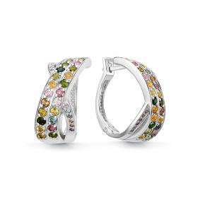 Серебряные серьги Дар С-5250рс42811151 с сапфиром и турмалином С-5250рс42811151 фото