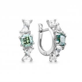 Серебряные серьги Дар С-5252рс1613900 с фианитом, Параиба и муассанитом С-5252рс1613900 фото