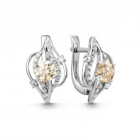 Серебряные серьги Дар С-5263рс162000 с фианитом и муассанитом С-5263рс162000 фото
