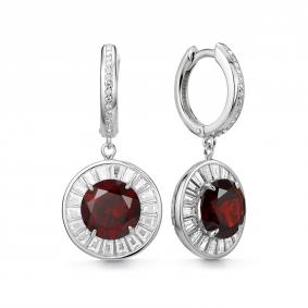 Серебряные серьги Дар С-5268рс40400 с фианитом и гранатом С-5268рс40400 фото