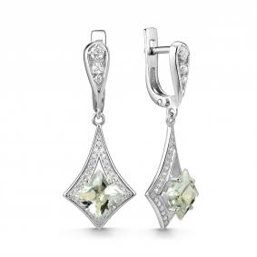 Серебряные серьги Дар С-5269рс41200 с фианитом и празиолитом С-5269рс41200 фото