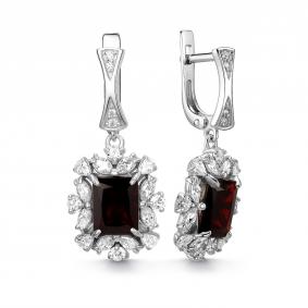 Серебряные серьги Дар С-5271рс40400 с фианитом и гранатом С-5271рс40400 фото