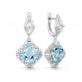 Серебряные серьги Дар С-5279рс40200 с топазом и фианитом С-5279рс40200 фото