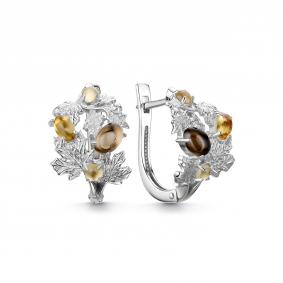 Серебряные серьги Дар С-5280рк40507 с цитрином и раухтопазом С-5280рк40507 фото