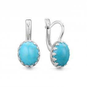 Серебряные серьги Дар С-5289рк438 с бирюзой С-5289рк438 фото