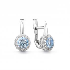 Серебряные серьги Дар С-5294рс1616400 с фианитом и муассанитом С-5294рс1616400 фото