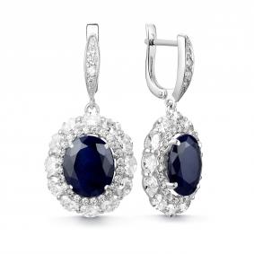 Серебряные серьги Дар С-5295рс110800 с фианитом и сапфиром С-5295рс110800 фото