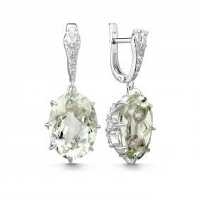 Серебряные серьги Дар С-5301рс41200 с фианитом и празиолитом С-5301рс41200 фото