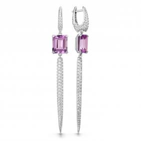 Серебряные серьги Дар С-5302рс415900 с фианитом и аметистом С-5302рс415900 фото