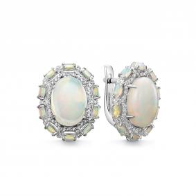 Серебряные серьги Дар С-5305рк117000 с фианитом и опалом С-5305рк117000 фото