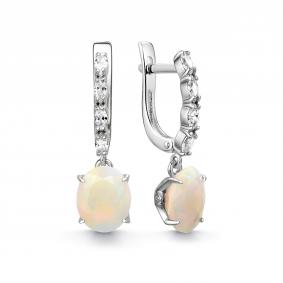 Серебряные серьги Дар С-5307рс117000 с фианитом и опалом С-5307рс117000 фото