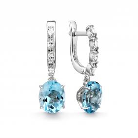 Серебряные серьги Дар С-5307рс40200 с топазом и фианитом С-5307рс40200 фото