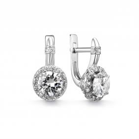 Серебряные серьги Дар С-5308рс1612800 с фианитом и муассанитом С-5308рс1612800 фото