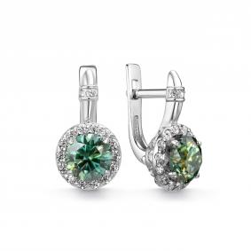 Серебряные серьги Дар С-5308рс1613900 с фианитом и муассанитом С-5308рс1613900 фото