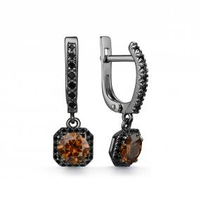 Серебряные серьги Дар С-5310чрс16168416 с шпинелью и муассанитом С-5310чрс16168416 фото